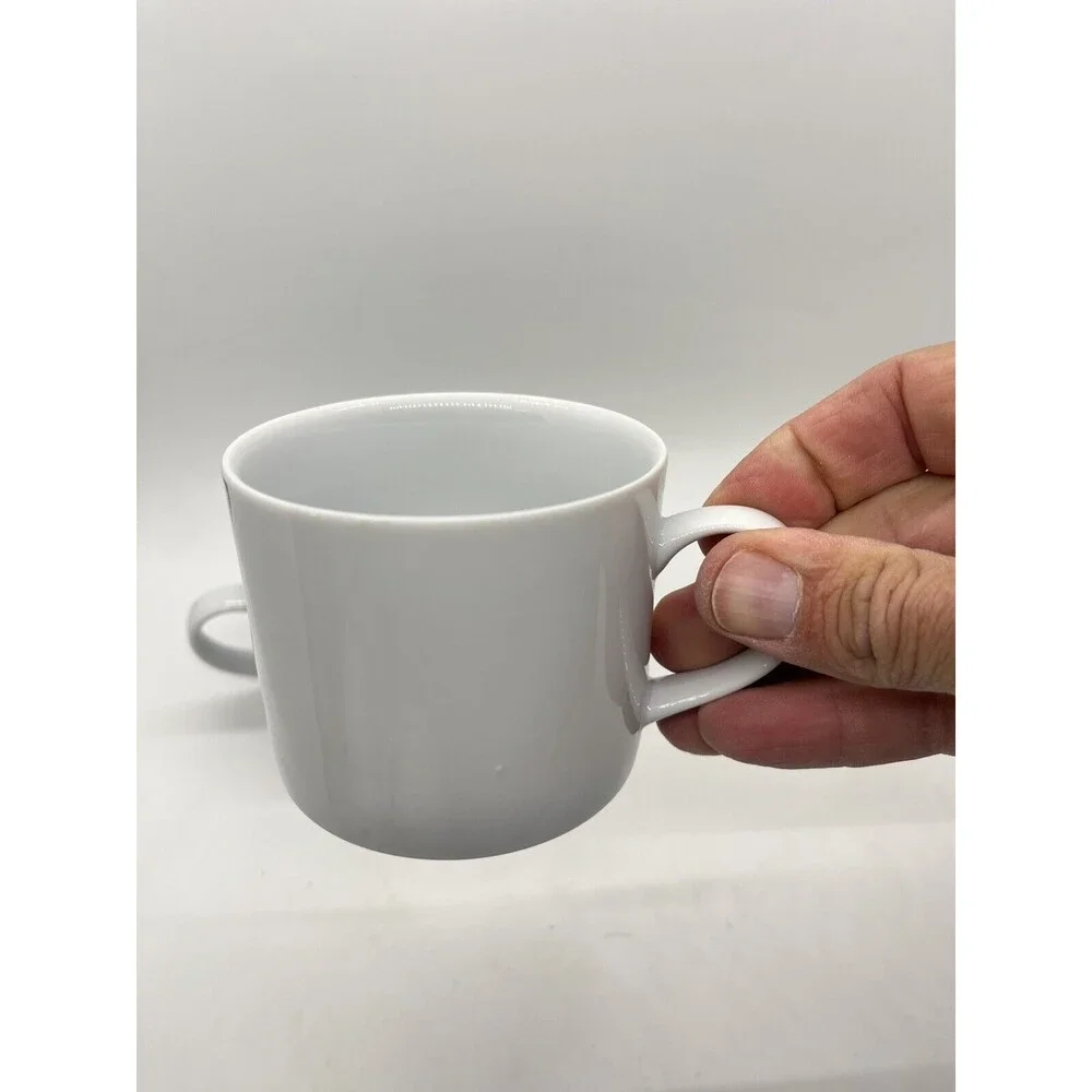 Crate & Barrel White Coffee Mugs, Made In Poland Set Of 2